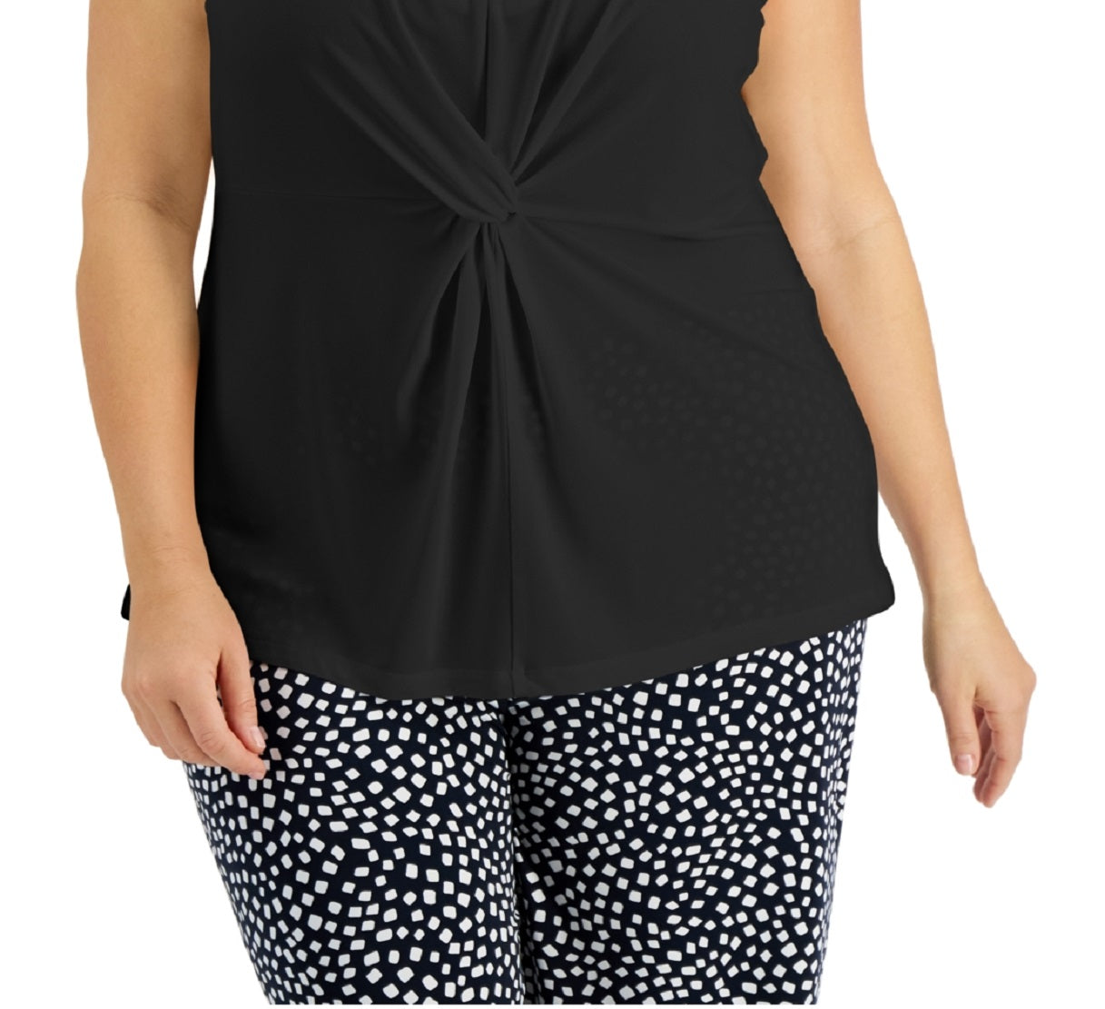 Camiseta regata feminina Alfani Twisted preta tamanho 2X