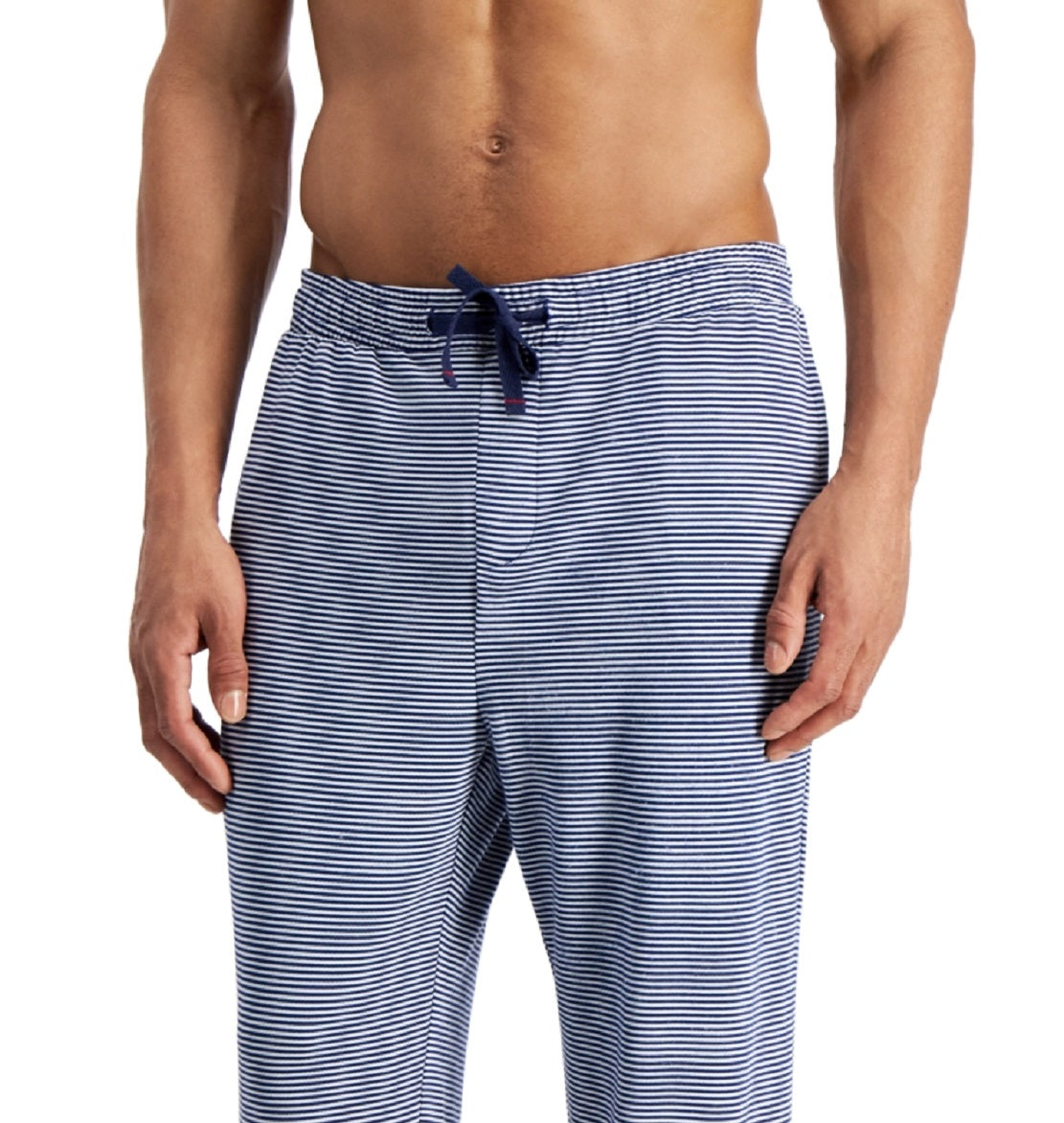 Calça de pijama jogger listrada leve masculina Club Room, azul, tamanho extragrande