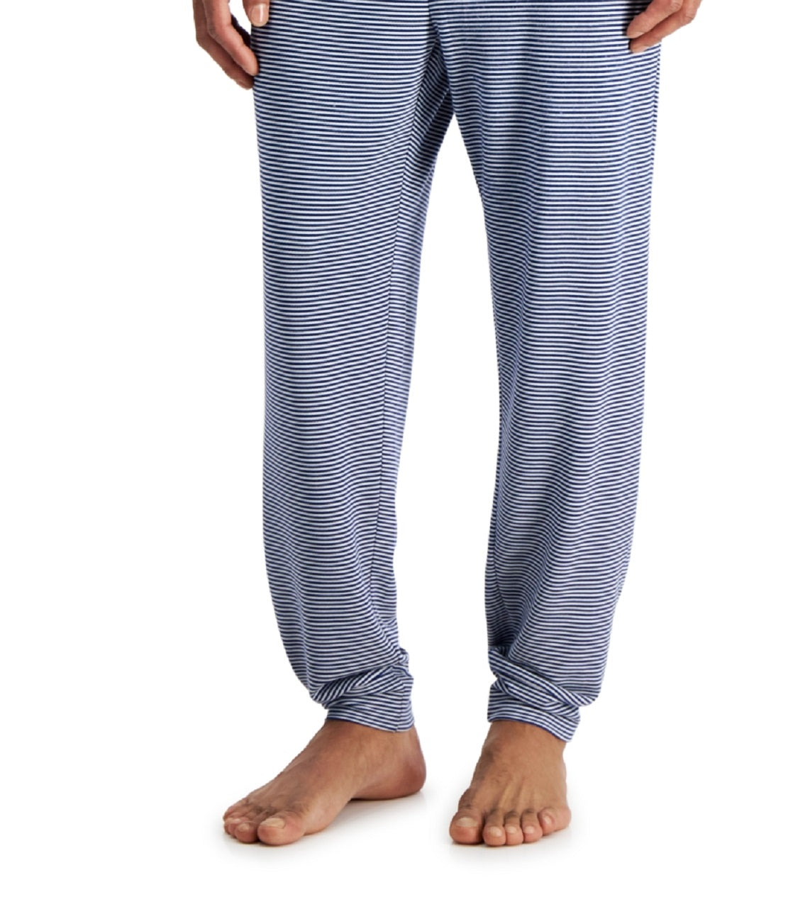 Calça de pijama jogger listrada leve masculina Club Room, azul, tamanho extragrande