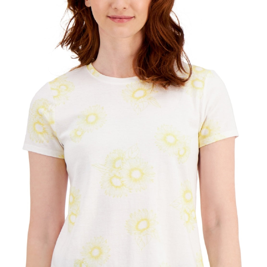 Camiseta feminina de algodão floral Style &amp; Co, branca, tamanho XX-G