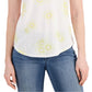 Camiseta feminina de algodão floral Style &amp; Co, branca, tamanho XX-G