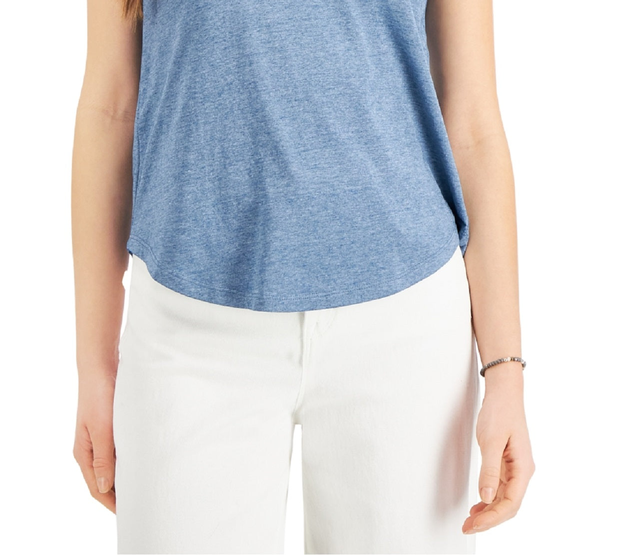 Camiseta feminina estilo &amp; co com decote em V e estampa Burnout, azul, tamanho pequeno e pequeno