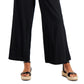 Calça feminina estilo &amp; co, perna larga, macia, preta, tamanho grande