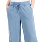 Calça de moletom feminina estilo &amp; co, perna larga, azul, tamanho médio
