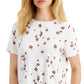 Blusa feminina Alfani com estampa de gola redonda, tamanho pequeno, laranja