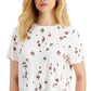 Blusa feminina Alfani com estampa de gola redonda, tamanho pequeno, laranja