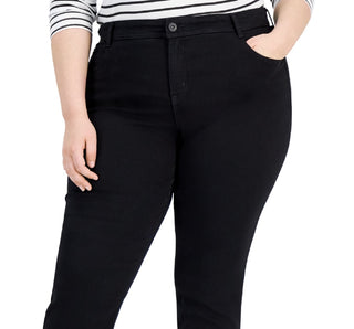 Jeans feminino estilo &amp; co, cintura alta, slim, preto, tamanho 18W