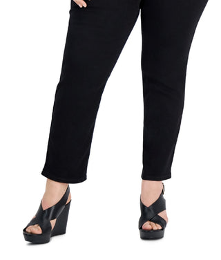 Jeans feminino estilo &amp; co, cintura alta, slim, preto, tamanho 18W
