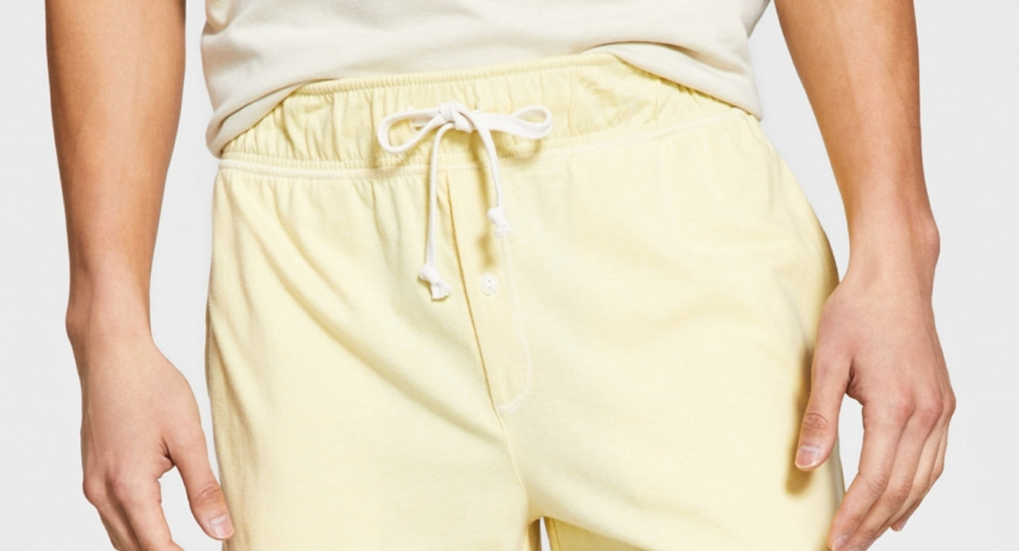 Pijama curto masculino Sun + Stone em malha desbotada, amarelo, tamanho GG