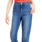 Calça jeans feminina estilo &amp; co, reta e curvilínea, azul, tamanho 10, pequena