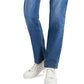 Calça jeans feminina estilo &amp; co, reta e curvilínea, azul, tamanho 10, pequena