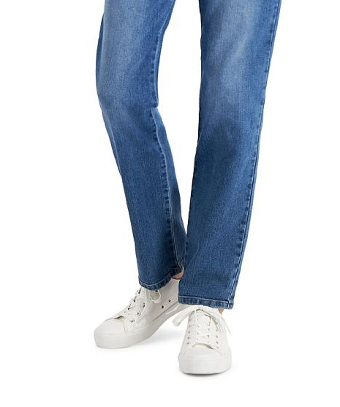 Calça jeans feminina estilo &amp; co, reta e curvilínea, azul, tamanho 10, pequena