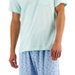 Conjunto de pijama masculino Club Room, 2 peças, camiseta lisa e calça estampada, azul, tamanho extragrande