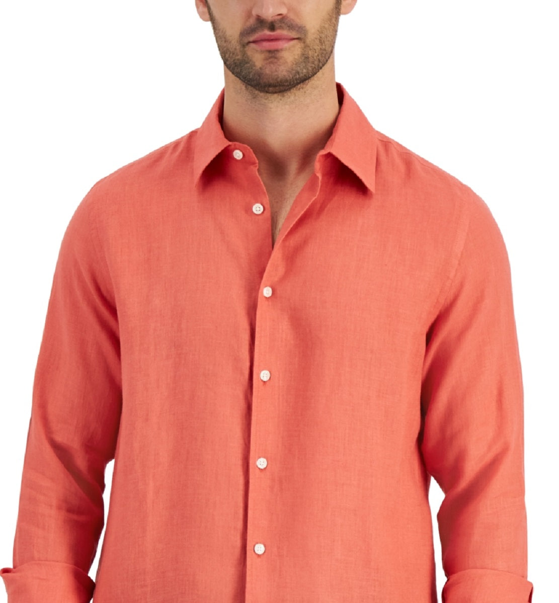 Camisa de linho masculina Club Room laranja