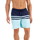Calção de banho masculino Club Room com listras coloridas e secagem rápida, tamanho GG, azul