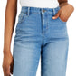 Bermuda feminina estilo &amp; co, cintura média, bainha crua, azul, tamanho 10, pequena
