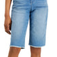 Bermuda feminina estilo &amp; co, cintura média, bainha crua, azul, tamanho 10, pequena