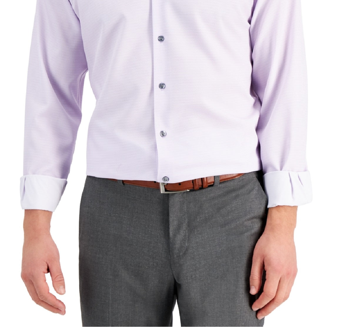 Camisa social masculina Alfani Slim Fit com estampa geométrica elástica em 4 direções, roxa, tamanho 34x35