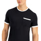 Camiseta masculina Alfani com bolso contrastante, preta, tamanho médio