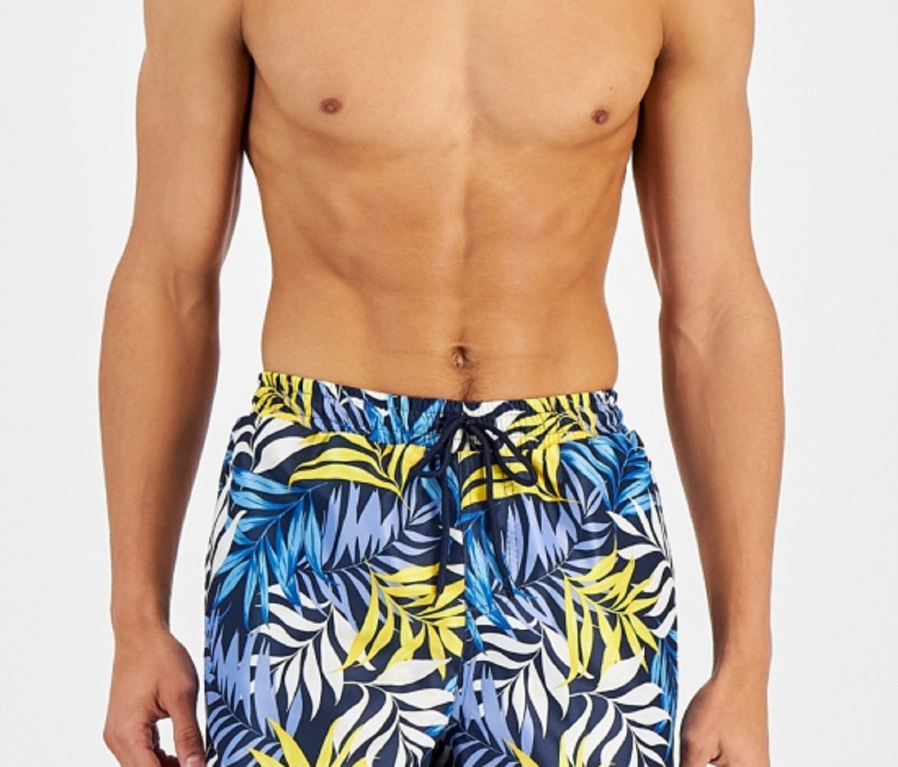 Calções de banho masculinos com 5 folhas de palmeira da INC International Concepts, azul, tamanho XX-G