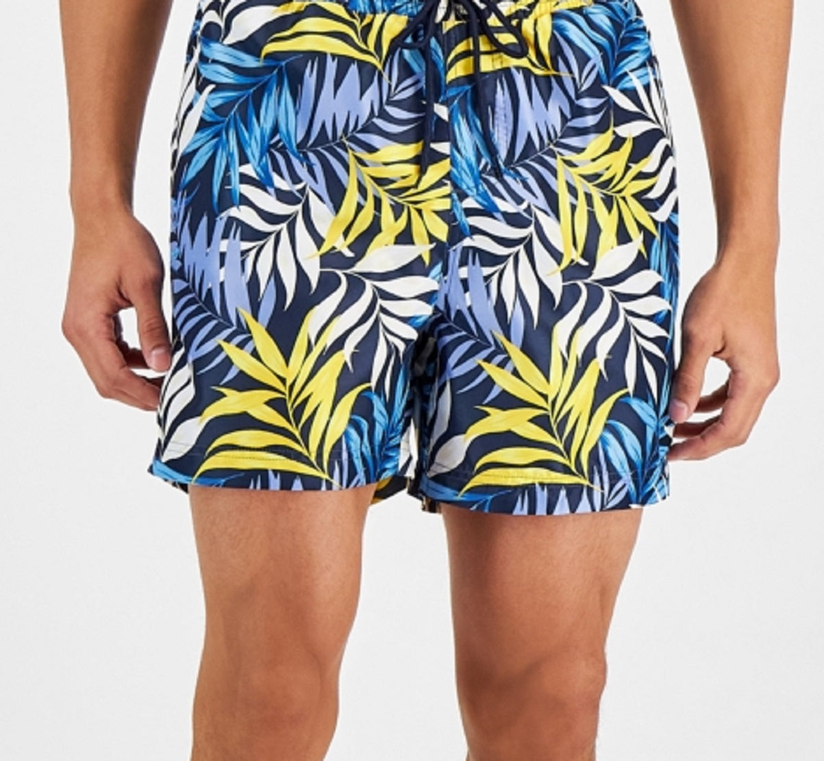 Calções de banho masculinos com 5 folhas de palmeira da INC International Concepts, azul, tamanho XX-G