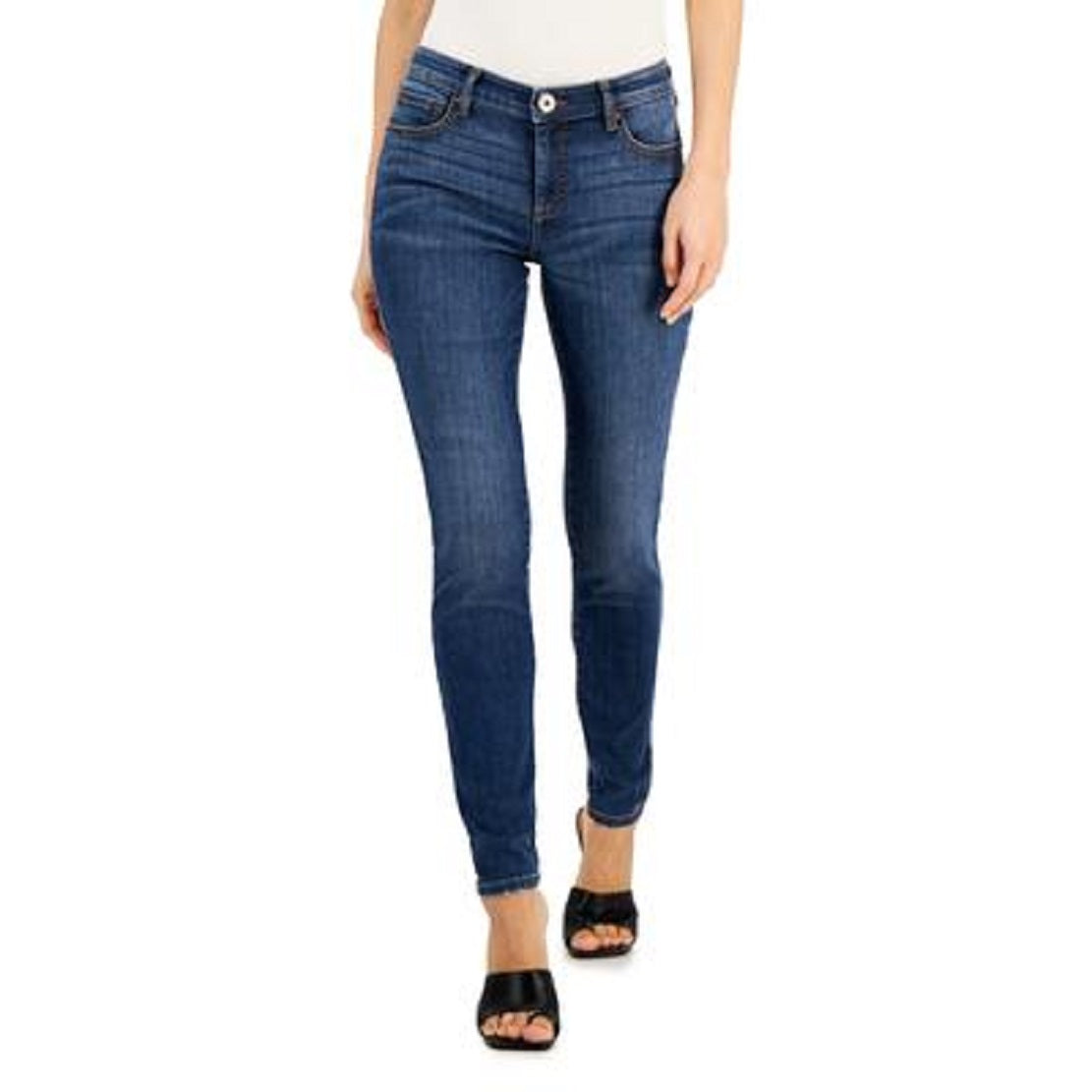 Calça jeans skinny feminina INC International Concepts, cintura média, azul, tamanho 4