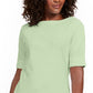Blusa feminina Karen Scott de algodão com decote canoa, verde, tamanho extragrande
