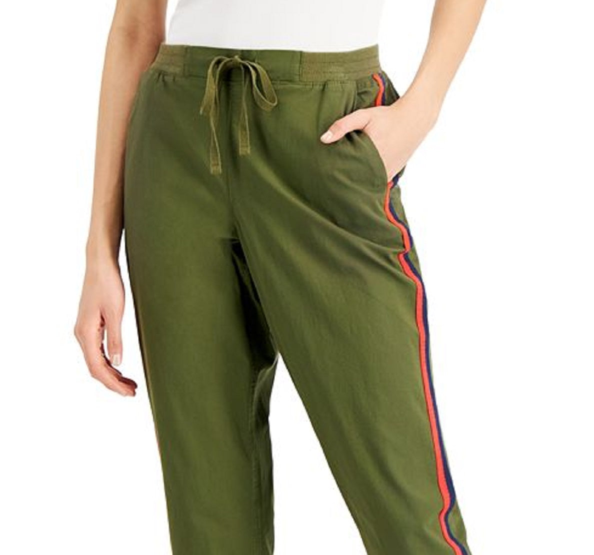 Calça feminina estilo &amp; co com punho, verde, tamanho grande