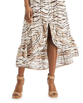 Vestido midi feminino com estampa de tigre da INC International Concepts, marrom, tamanho grande