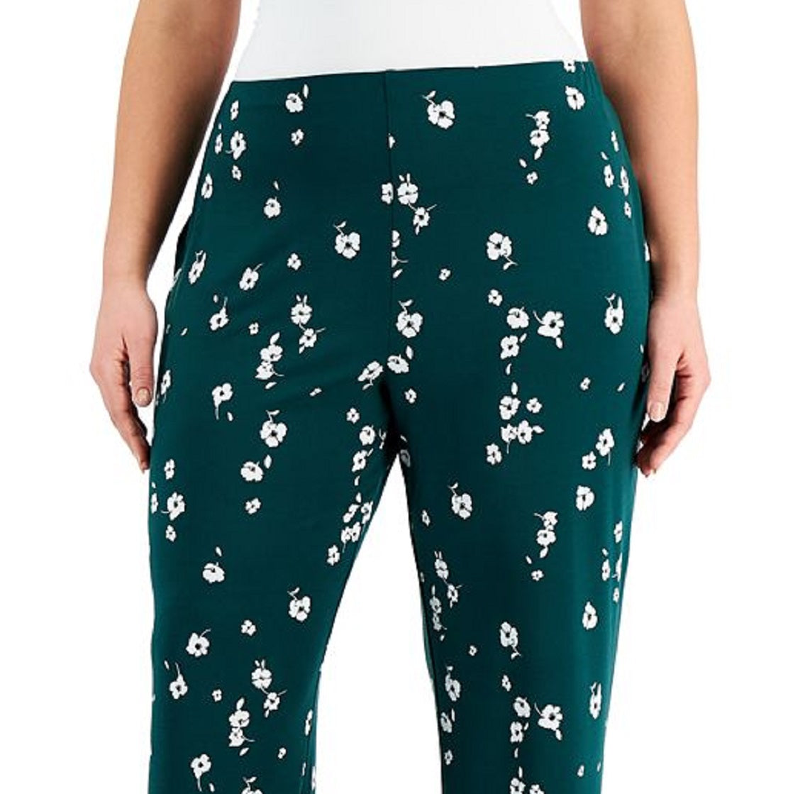 Calça Alfani Feminina Estampa Floral Verde Tamanho 3X