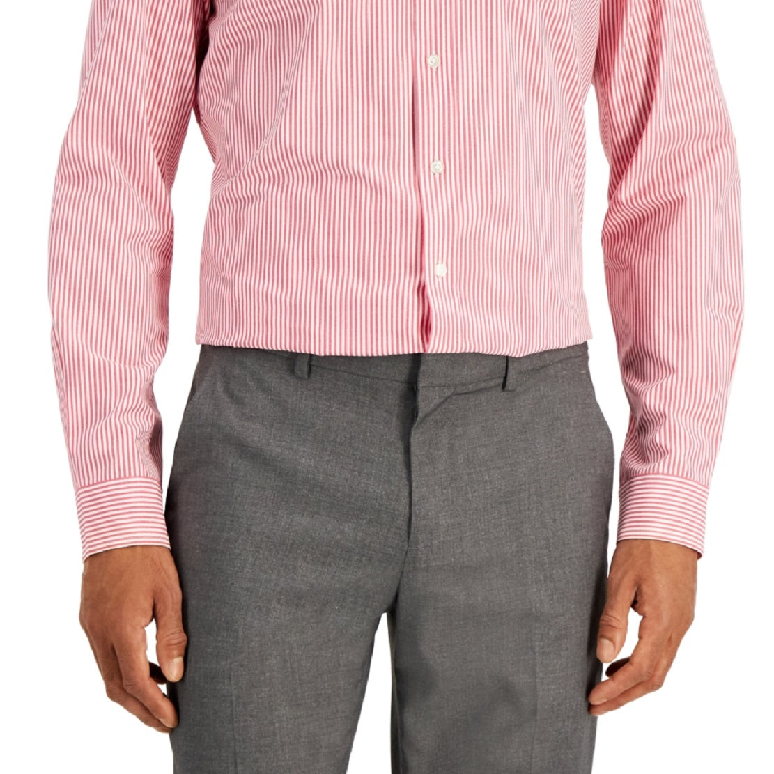 Camisa social masculina Club Room Slim Fit com listras elásticas em 4 direções, vermelha, tamanho pequeno