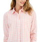 Camisa estilo boyfriend feminina de algodão xadrez estilo &amp; co, rosa, tamanho pequeno pequeno