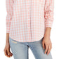 Camisa estilo boyfriend feminina de algodão xadrez estilo &amp; co, rosa, tamanho pequeno pequeno