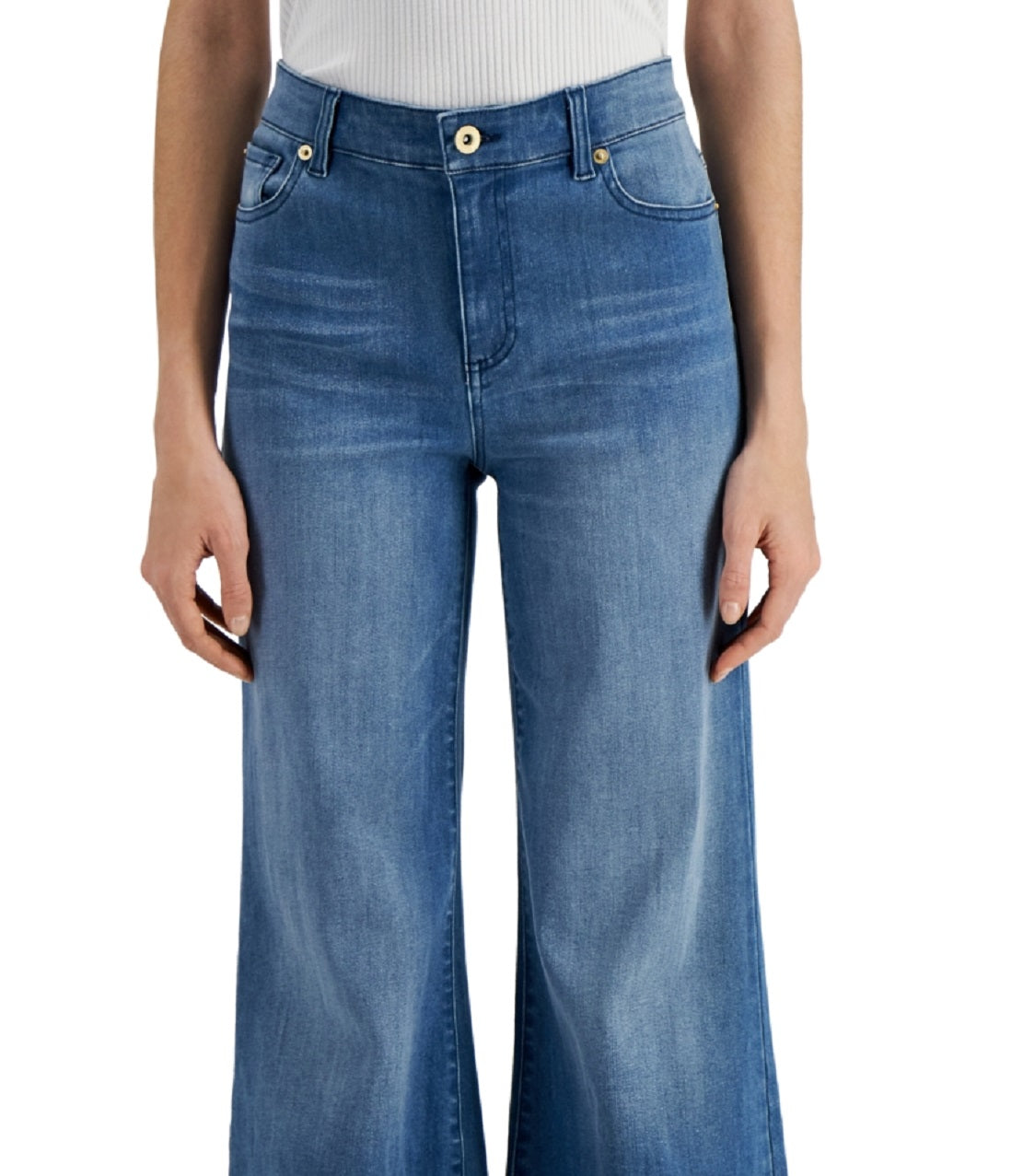 Calça jeans feminina de cintura alta e perna larga, azul, tamanho 8, da Inc International Concepts