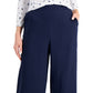 Calça feminina Charter Club Crop Wide Leg Azul Tamanho Pequeno Médio