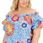 Blusa feminina de algodão ombro a ombro INC International Concepts, azul, tamanho 4X