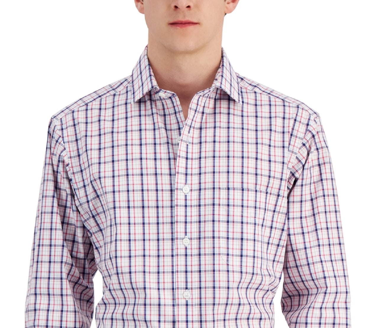 Camisa social masculina de algodão com ajuste regular Club Room, branca, tamanho 15 x 32 x 33