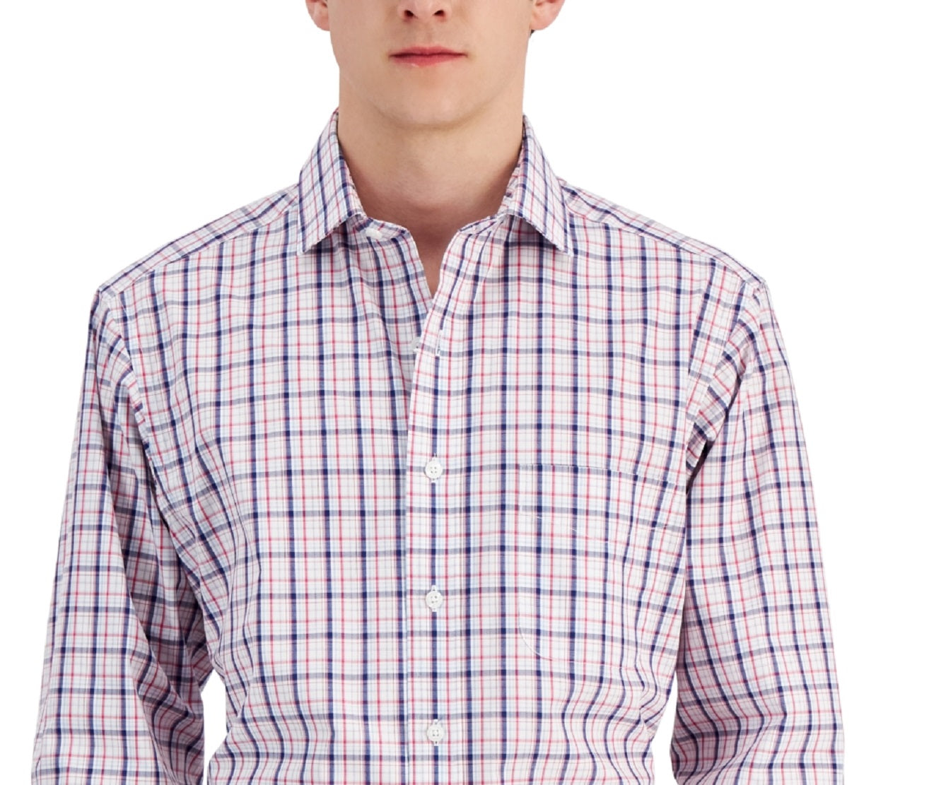 Camisa social masculina Club Room Regular Fit de algodão vermelha tamanho 15,5 x 32 x 33