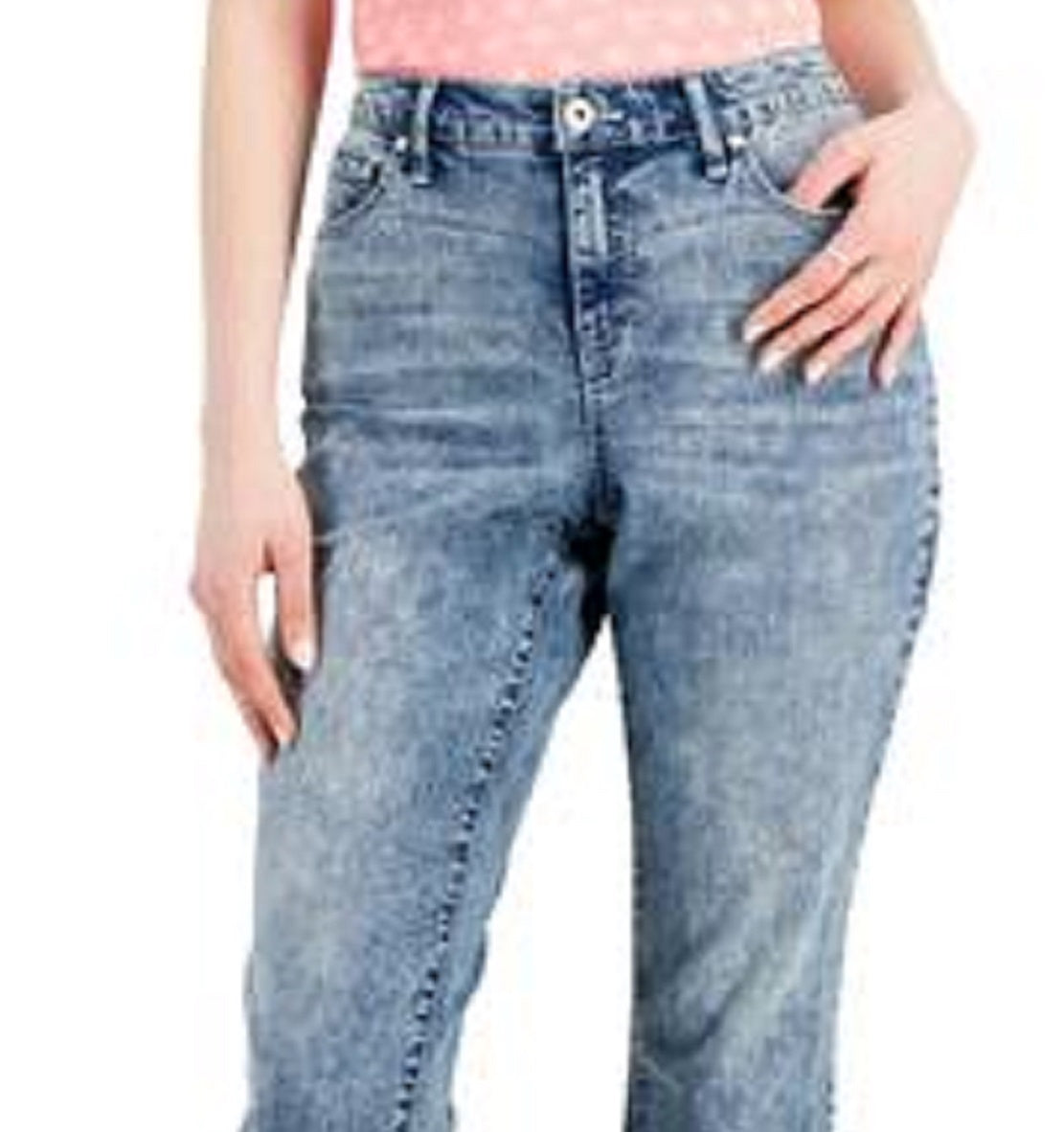 Calça jeans capri feminina estilo &amp; co, azul, com punho curvo, tamanho 12