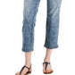 Calça jeans capri feminina estilo &amp; co, azul, com punho curvo, tamanho 12