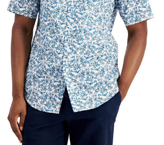 Club Room Men's Baha Floral Print Shirt Blue Size Large