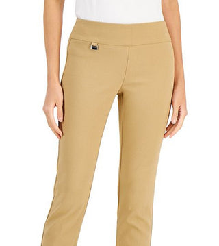 Calça skinny estampada Alfani feminina com controle de barriga, tamanho 12, marrom