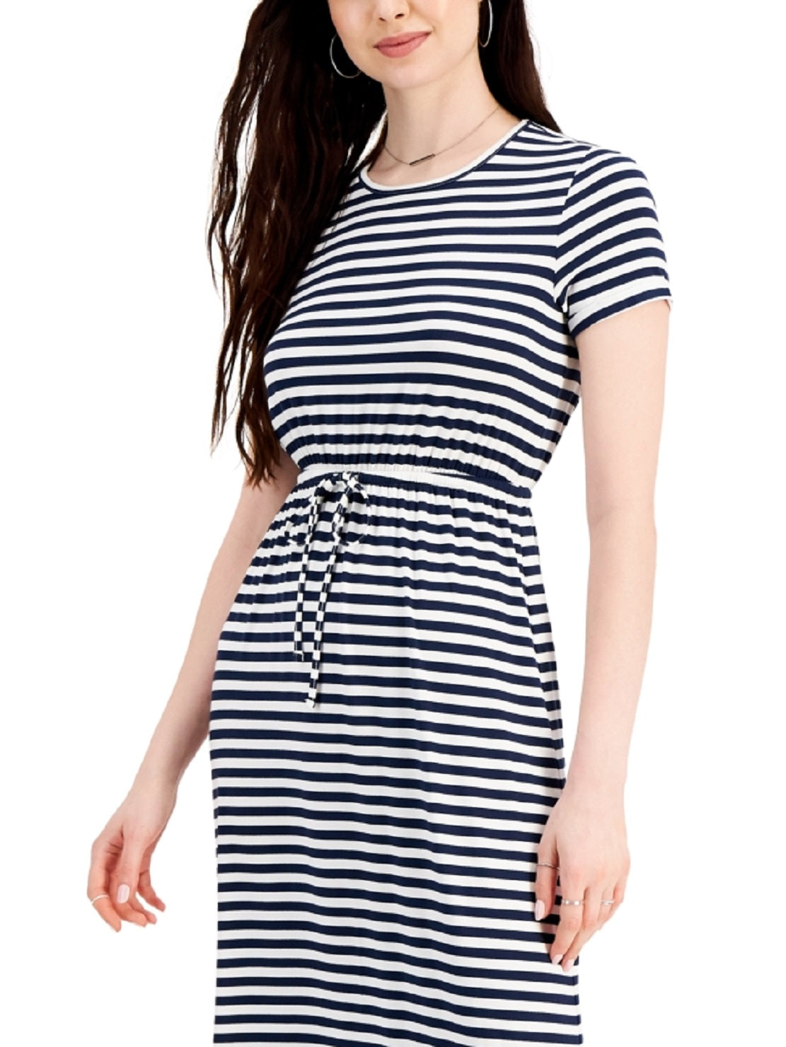 Vestido longo feminino estampado com cintura marcada estilo &amp; co, azul, tamanho pequeno