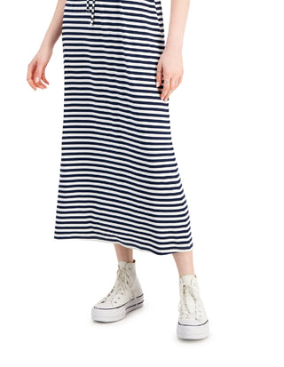 Vestido longo feminino estampado com cintura marcada estilo &amp; co, azul, tamanho pequeno