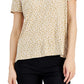 Camiseta feminina estampada Alfani com decote em V, marrom, tamanho extragrande