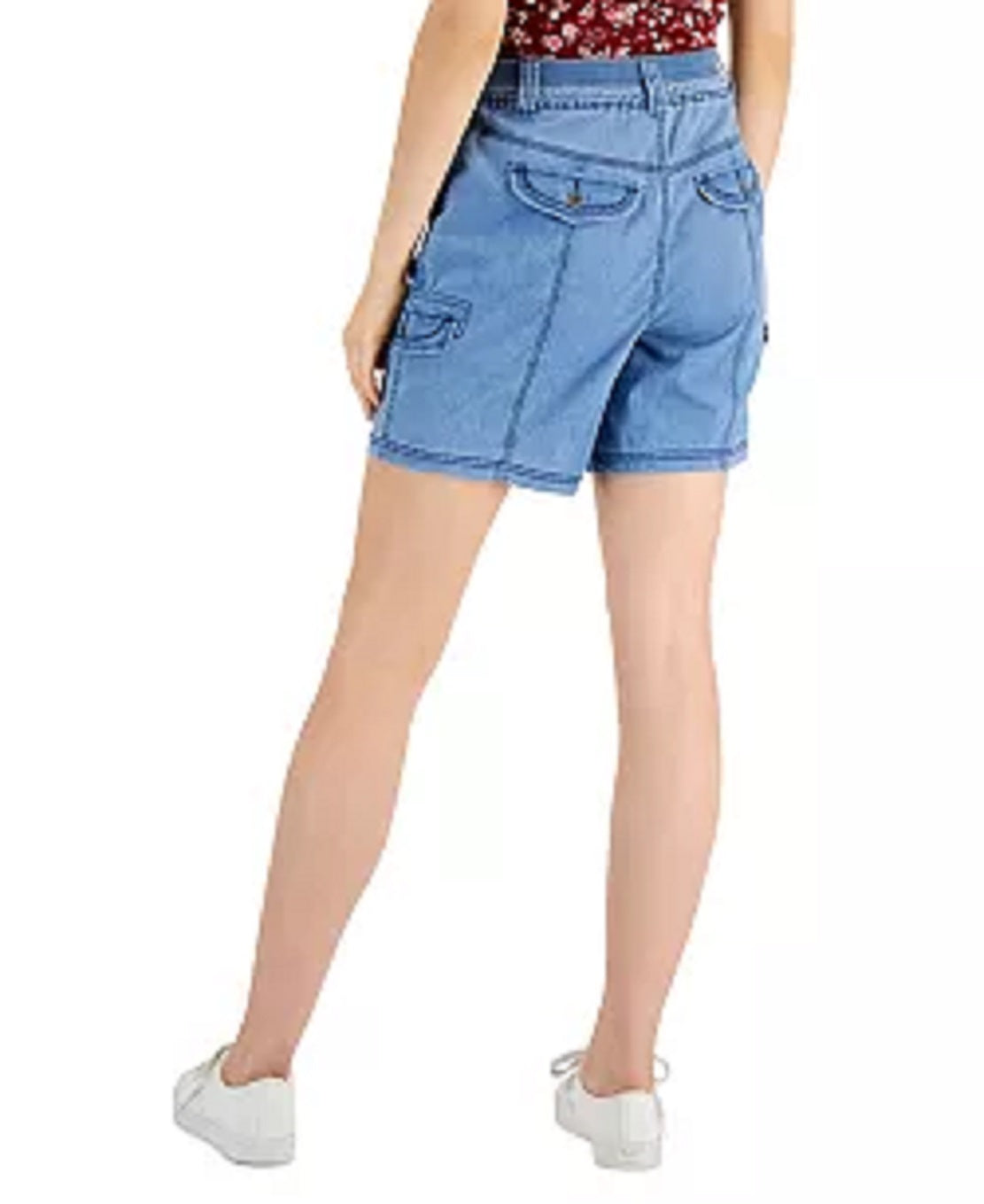 Shorts femininos estilo &amp; co, azul, com pespontos, tamanho 10, pequeno
