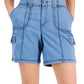 Shorts femininos estilo &amp; co, azul, com pespontos, tamanho 10, pequeno