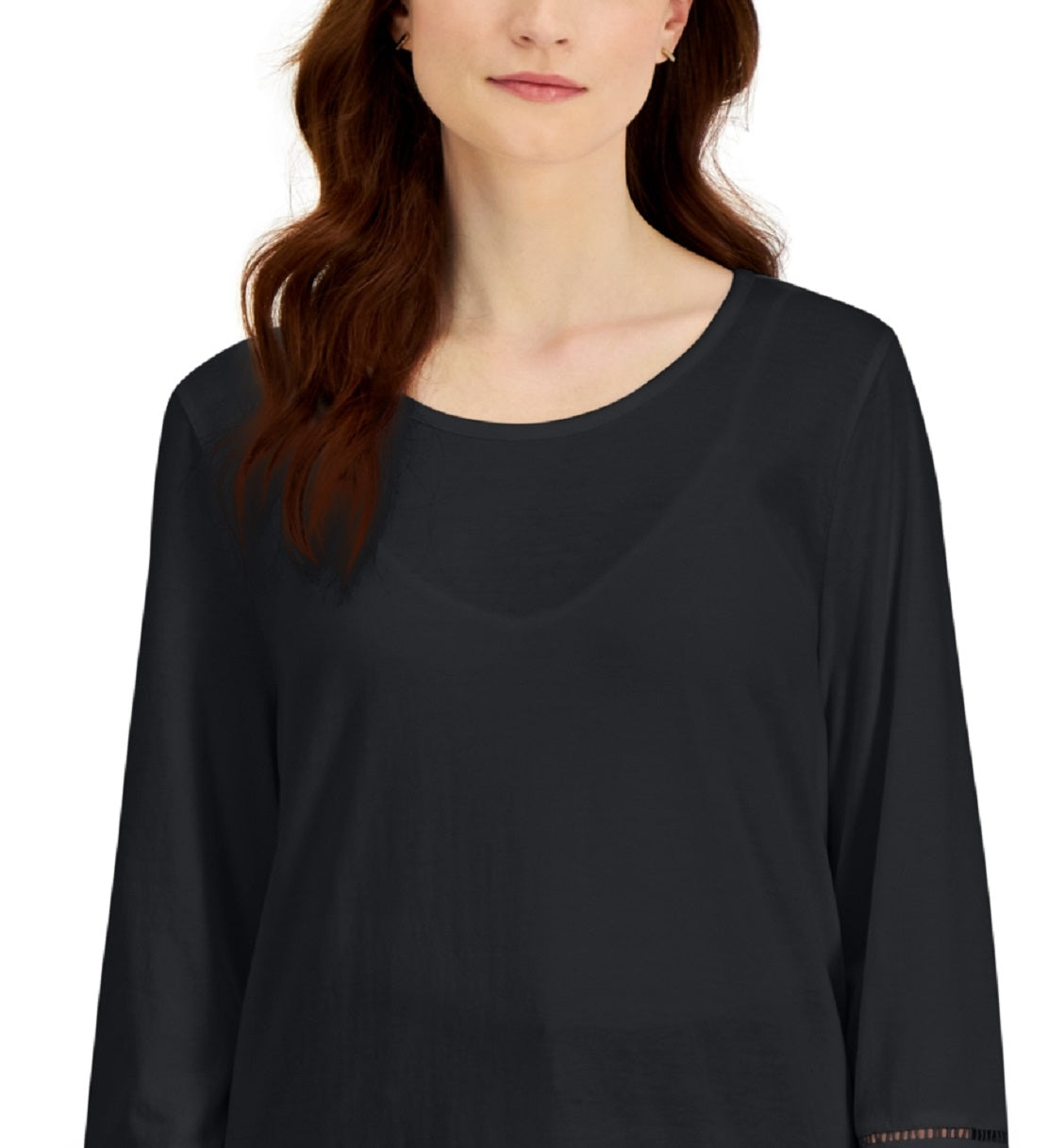 Karen Scott Top Feminino com Acabamento em Treliça Preto Tamanho Médio