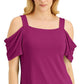 JM Collection Blusa feminina com ombros descobertos, roxa, tamanho médio