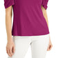 JM Collection Blusa feminina com ombros descobertos, roxa, tamanho médio